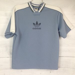 Men's Adidas baby blue white short sleeve top